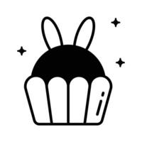 Check this cute easter cupcake with bunny ears, glyph icon. vector