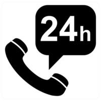 24H Support icon concept in black color vector