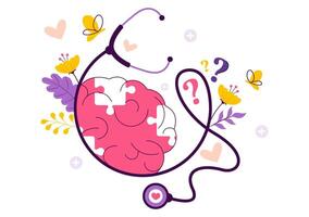Alzheimer's Awareness Illustration Featuring Memory Loss Symbol and Senior Character in Flat Style vector