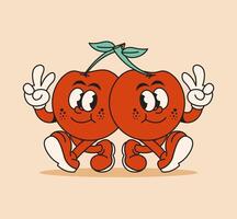 retro cherry cartoon characte... vector