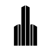silhouette of skyscraper building with thick contour illustration design vector