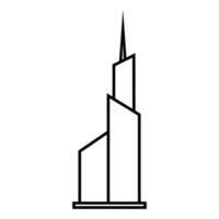 Building skyscraper icon over white background, line style, illustration. vector
