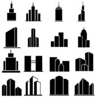 building icons set on white background. illustration. black and white vector