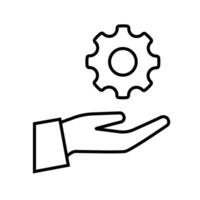 hand with gear machine isolated icon illustration design, line style icon vector