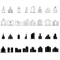 Skyscraper icon web set. Building illustration sign collection. high rise building symbols. architecture web icons. vector