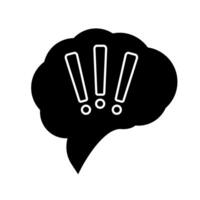 speech bubble message with exclamation mark illustration silhouette style icon design vector