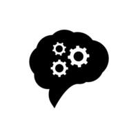Brain with gears icon. Flat style black icon on white background. vector