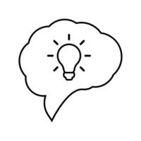 speech bubble with light bulb icon over white background, line style, illustration vector