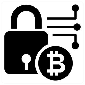 Bitcoin Encryption icon concept in black color vector
