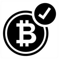 Bitcoin Accepted icon concept in black color vector