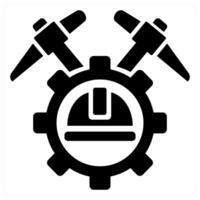 Bitcoin Mining icon concept in black color vector