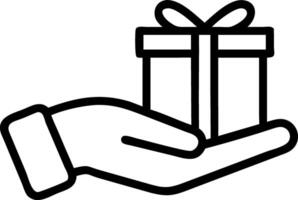 Hand Offering Present Gift Box Icon Thin Line Art Style Symbol Isolated vector
