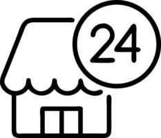 24 Hour Store Icon Line Drawing Minimalist Design Open All Day Storefront Signboard for Businesses vector