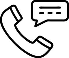 Phone Handset with Speech Bubble Outline Icon Design for Communication or Customer Service Help vector