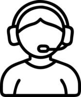 Customer Support Icon Person Wearing Headset Call Center Operator Assistance and Online Service vector