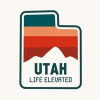 Utah Map Frame with Rock Hill in Sunset Perfect for Print, Apparel, etc vector
