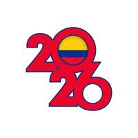 2026 banner with Colombia flag inside. vector