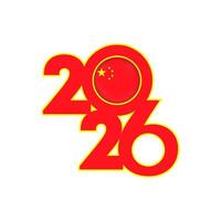 2026 banner with China flag inside. vector