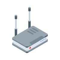 A trendy isometric icon showing internet router device vector