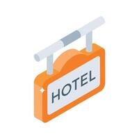 A isometric style icon representing hotel board signage vector