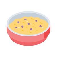 A isometric style icon showing cereal bowl breakfast vector