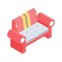 A isometric style icon showing luxurious couch vector