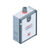 A premium isometric icon showing gas boiler unit vector