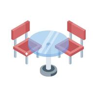 A visually appealing isometric icon of restaurant table setting vector
