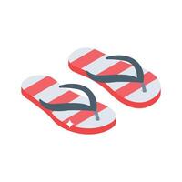 A trendy isometric style icon showing summer flip flops vector