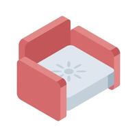 A captivating isometric icon showing comfortable hotel sofa vector