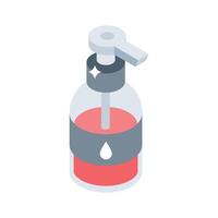 A isometric style icon of liquid soap container vector