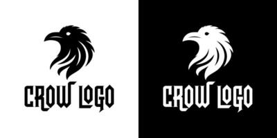 Black and White Gothic Crow Logo for Branding with Sharp Minimalist Style vector