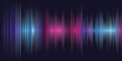 Abstract colorful bright rays and sound waves on dark blue background graphic illustration. vector