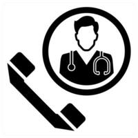 Call a doctor icon concept in black color vector