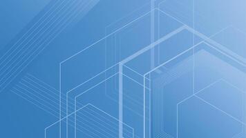 Minimal abstract background in blue with geometric line elements and modern transparent shapes for clean tech designs vector