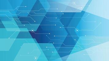 Abstract digital background featuring circuit line patterns and geometric shapes in blue tones ideal for tech use vector