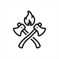 Black line icon hatchet vector