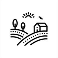 Black line icon farming vector