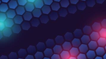 Modern abstract hexagon background with glowing light effects in blue and pink tones perfect for tech themes vector