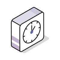 An editable isometric icon of round medical clock vector