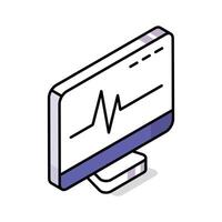 A visually appealing isometric icon of ecg monitor vector