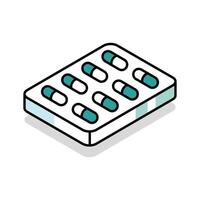 A modern isometric style icon of pill blister vector