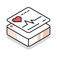 A visually engaging isometric icon for ecg reading vector