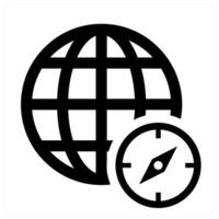 Compass icon concept in black color vector