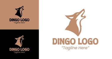 Modern Light Brown Howling Dingo Dog Logo in Side View with Minimalist Look vector