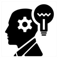 Creative Thinking icon concept in black color vector