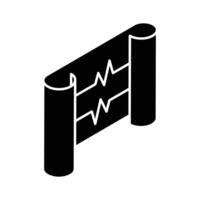 A modern isometric icon showing an ecg chart. vector