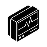 A customizable isometric icon of ekg monitor screen. vector
