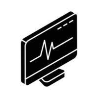 A visually appealing isometric icon of ecg monitor. vector