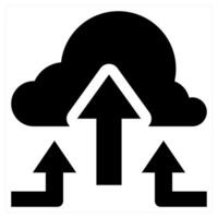 Data Upload icon concept in black color vector